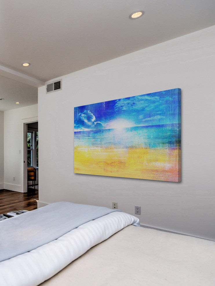 "Horizon Sun" Painting Print on Wrapped Canvas, 18"x12"