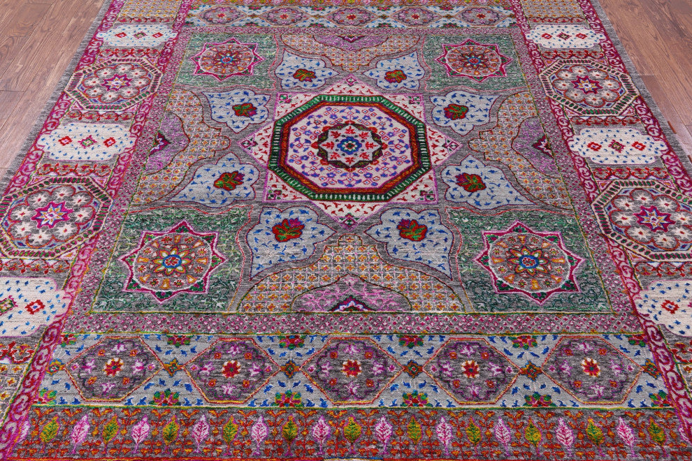 Wool & Silk Mamluk Handmade Rug 7' 9" X 9' 11" - Q13729