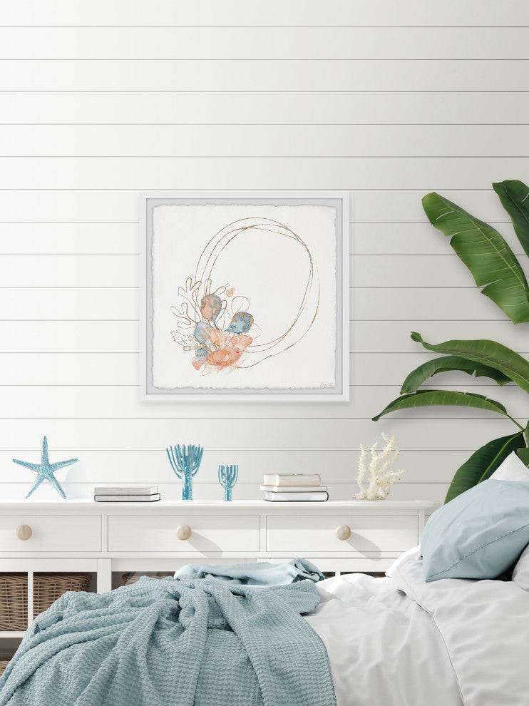 "Coral and Seaweeds" Framed Painting Print, 18x18