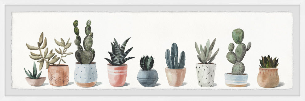 "Succulent Plant Collection" Framed Painting Print, 30x10