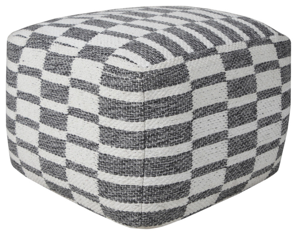 Modern Checkered Dimensional Pouf Ottoman