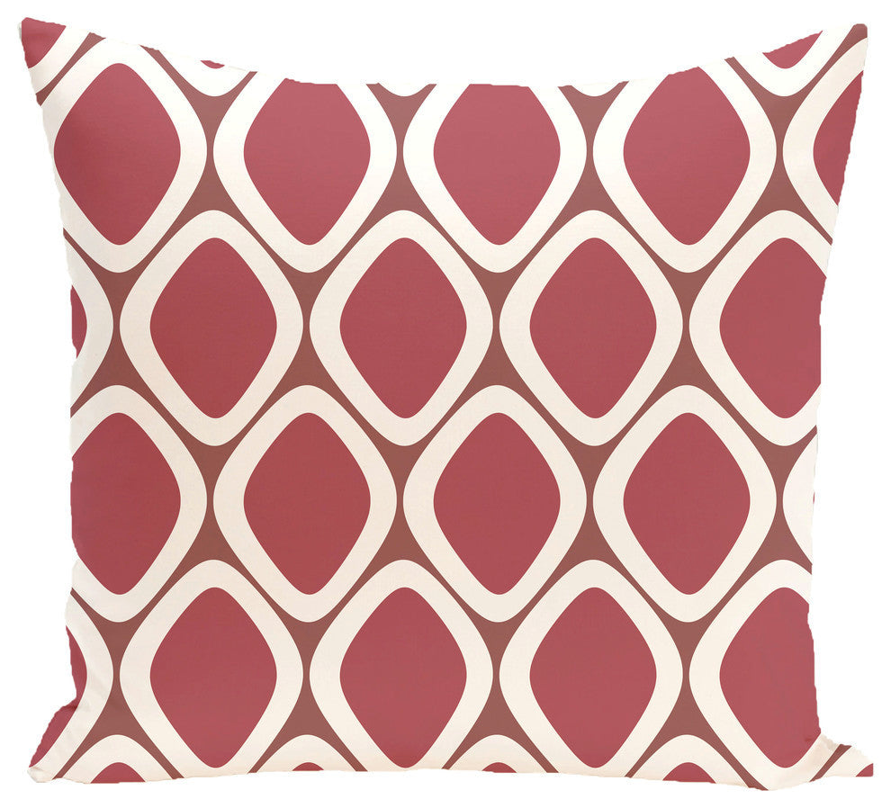 Pebbles Geometric Print Outdoor Pillow, Mahogany, 20"x20"