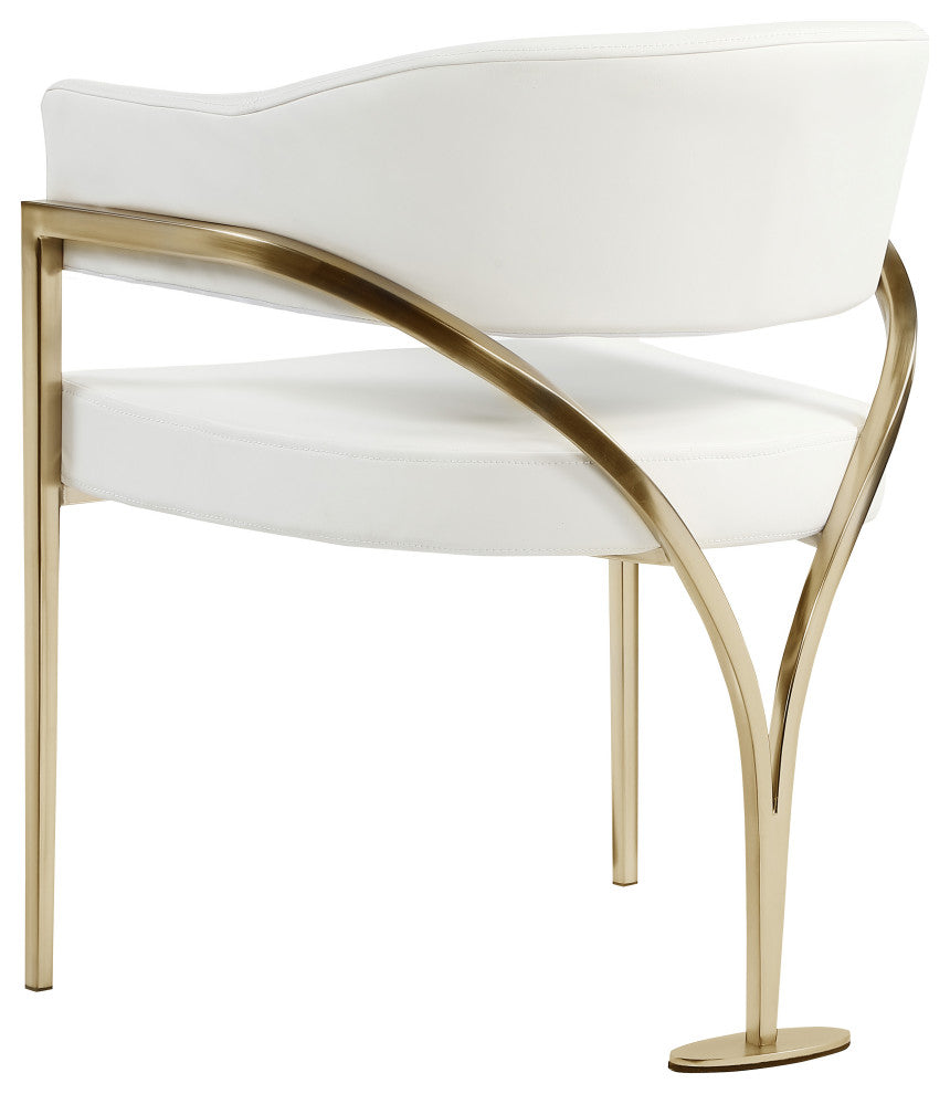 Madelyn Upholstered Dining Chair, Set of 2, Cream, Vegan Leather, Gold Finish