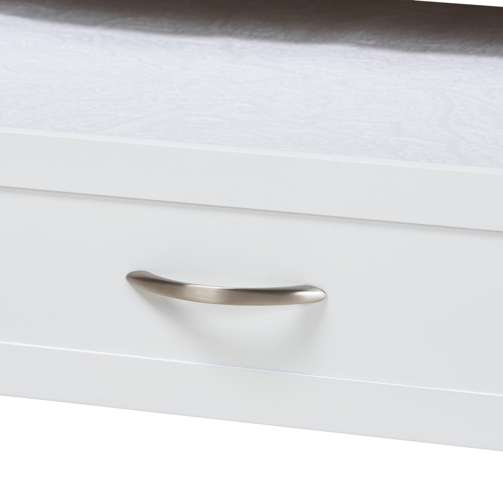 Viva Classic White Finished Wood Twin Size Daybed with Roll-Out Trundle