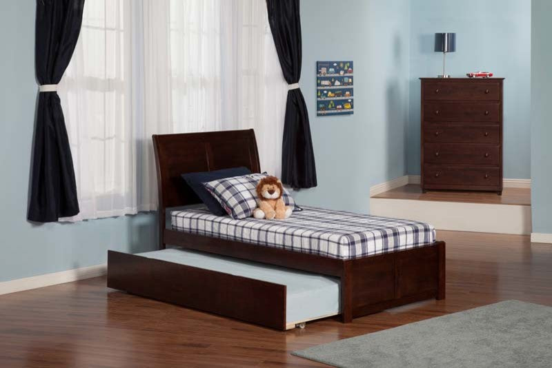 Portland Flat Panel Footboard With Urban Trundle, Antique Walnut, Twin