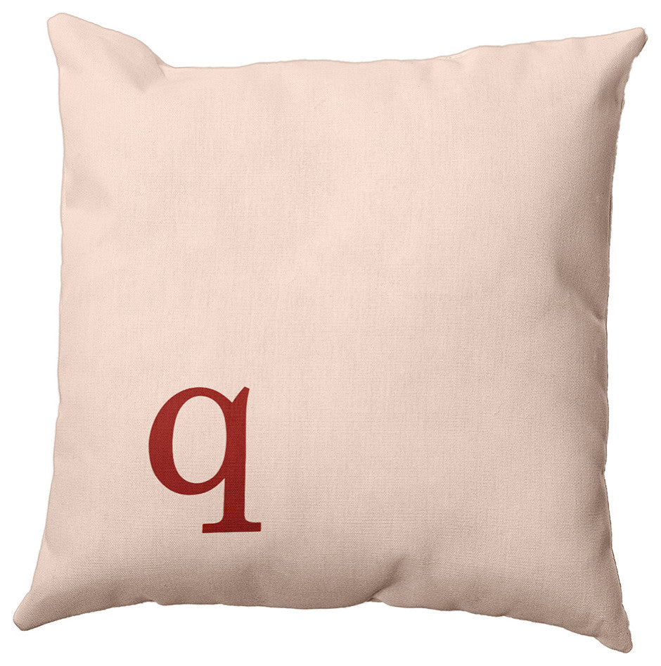 26"x26" Modern Monogram Decorative Throw Pillow, Maple Red