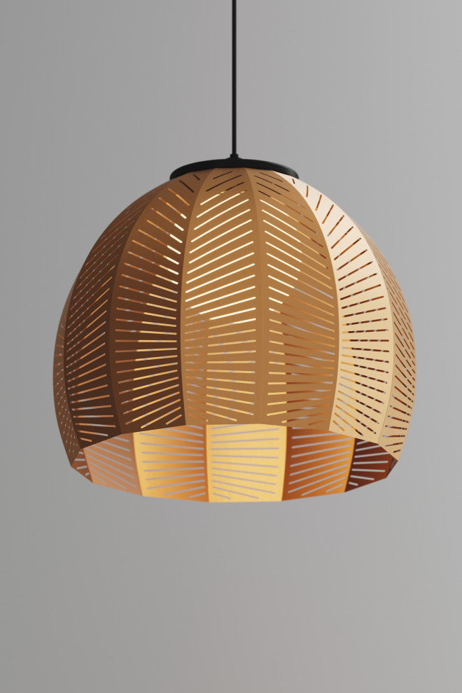 Amicus 16" Pendant, Brushed Rose Gold/Dark Stained Walnut, 3500k Led