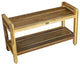 HomeRoots Rectangular Teak Shower Bench With Handles, Natural Finish