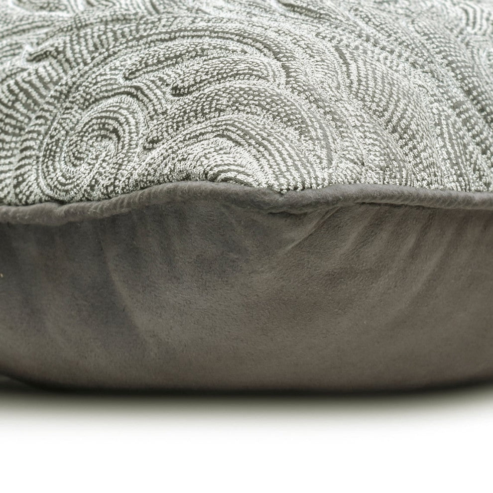 Grey Jacquard Quilted & Damask Pillowcase 26"x26" Throw Pillow Cover - Gryselda