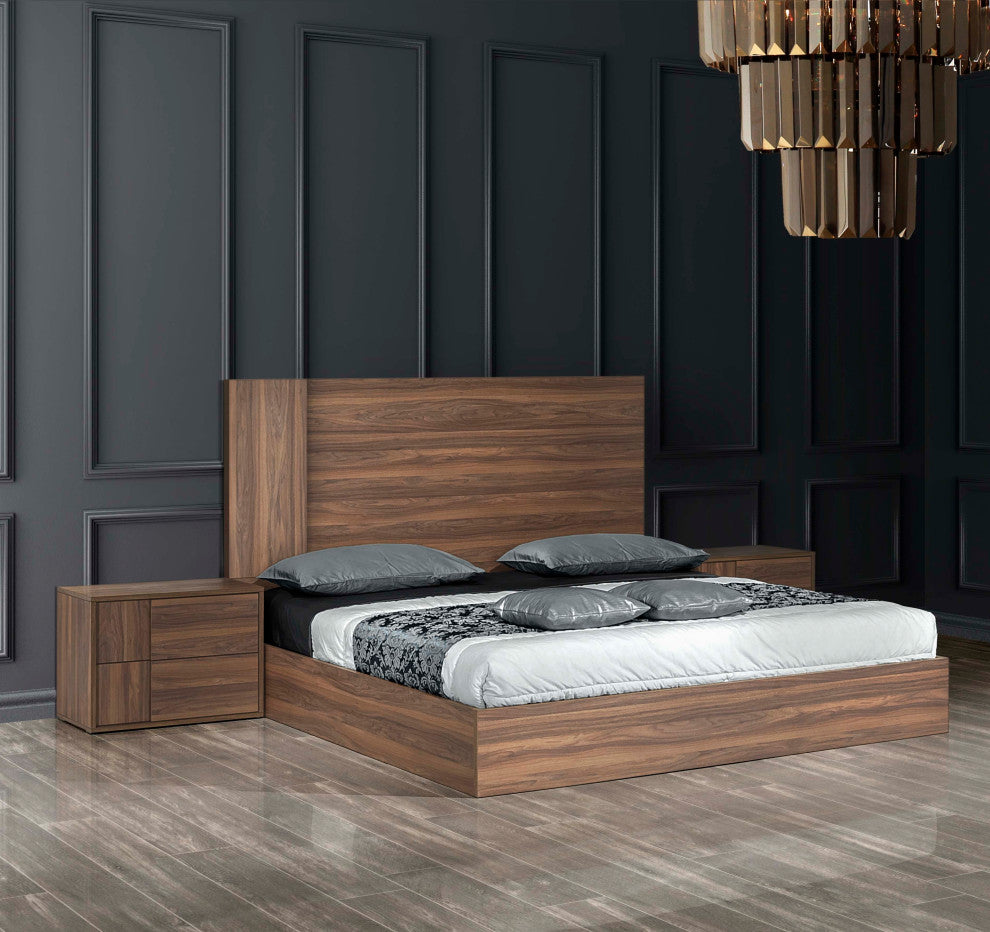 Nova Domus Asus Italian Modern Walnut Bed, Eastern King