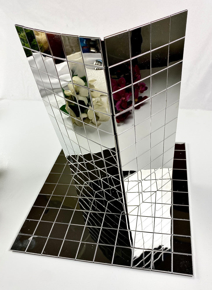 Stainless Steel 12 in. x 12 in. Square Mosaic Wall Tile,Silver,Peel & Stick, Piece