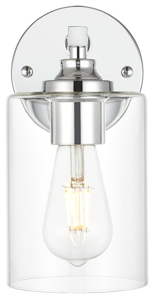1 Light Chrome And Clear Bath Sconce