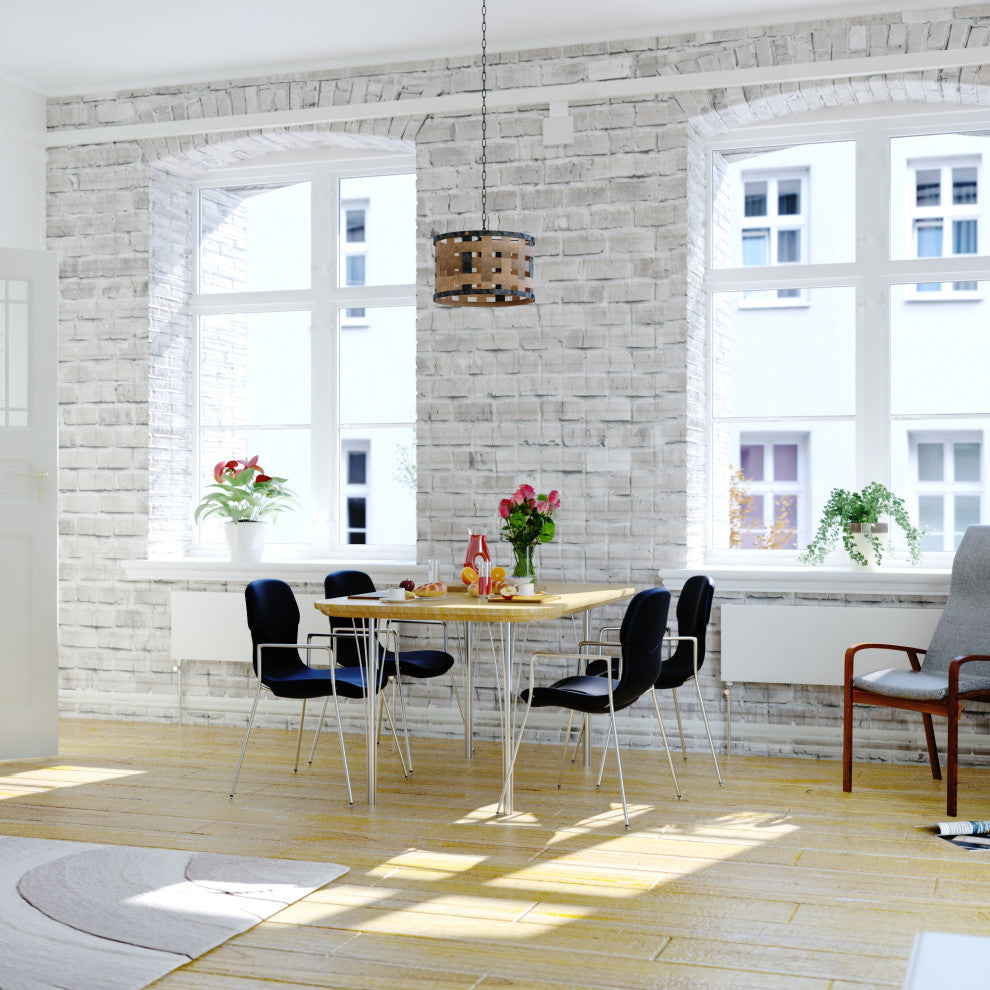 Norwood 15.75" 1 Light Pendant Vintage Steel and Distressed Wood