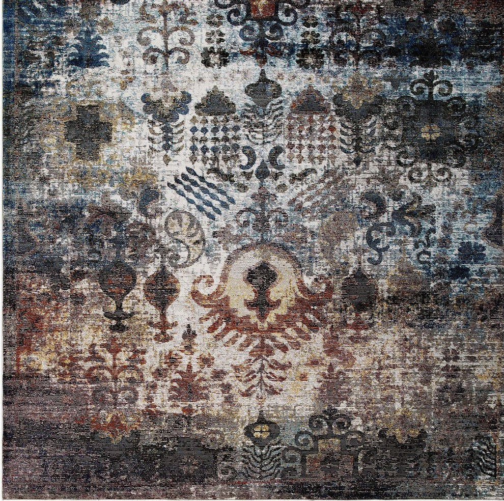 Transitional Distressed Vintage Floral Moroccan Trellis 4x6 Area Rug
