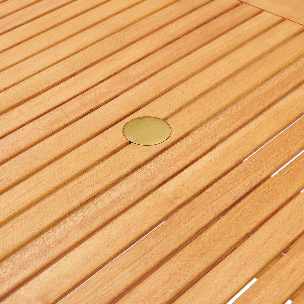 Lounge Dining Table, Square, Wood, Brown Brown Natural, Modern, Outdoor Patio