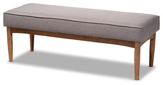 Marleen Mid-Century Modern Gray Fabric Wood Dining Bench