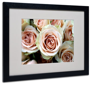'Pale Pink Roses' Matted Framed Canvas Art by Kathy Yates