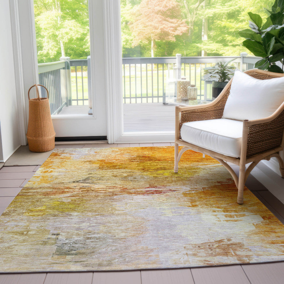 Machine Washable Indoor/Outdoor Chantille ACN595 Paprika 3' x 5' Rug