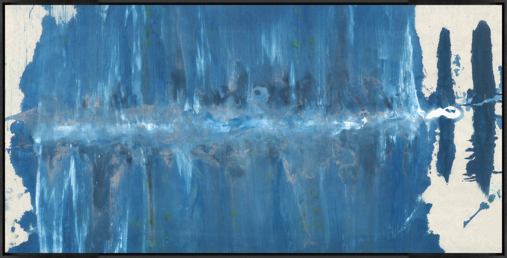 60x30 Morning Swim, Framed Artwork, Black