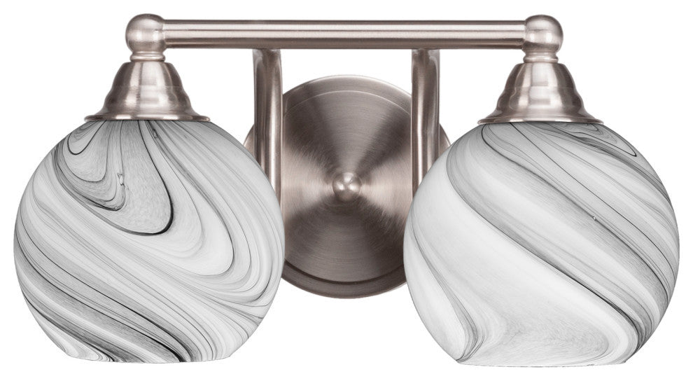Paramount 2-Light Bath Bar, Brushed Nickel, 5.75" Onyx Swirl Glass