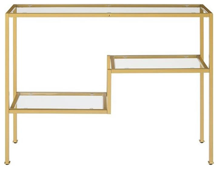 Crosley Furniture Sloane Modern Glass & Metal Console Table in Gold/Clear