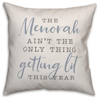 Menorah Getting Lit 20"x20" Throw Pillow