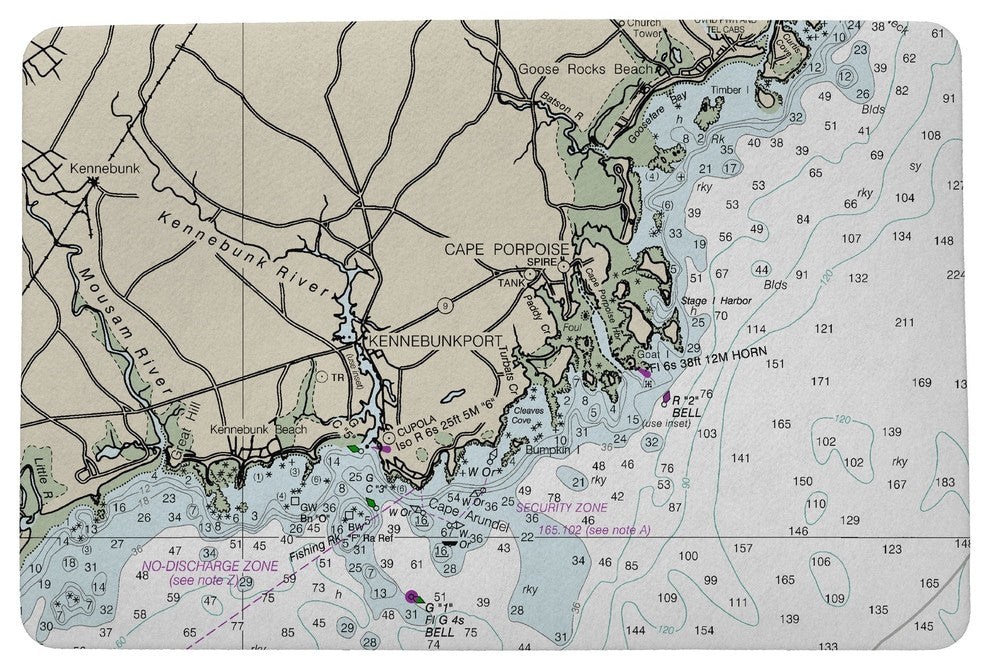 Betsy Drake Kennebunckport, ME Nautical Map Door Mat Large
