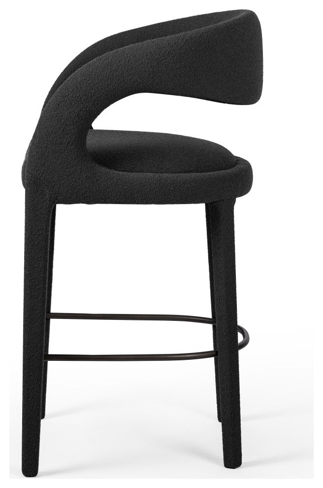 Hawkins Stool-Fiqa Boucle Charcoal-Bar