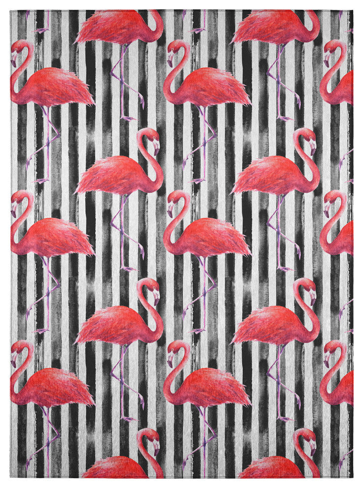 Indoor/Outdoor Tropics TC9 Black Machine Washable 8' x 10' Rug
