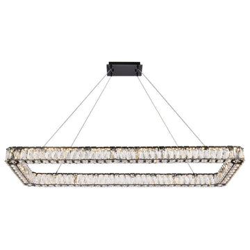 Elegant Lighting 3504D50L1BK Monroe 50" LED Single Rectangle Pendant, Black