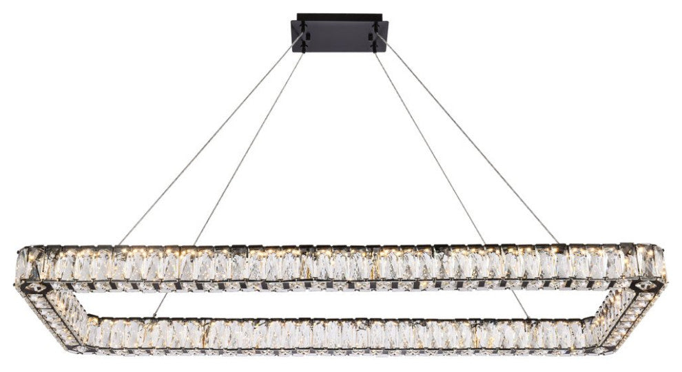 Elegant Lighting 3504D50L1BK Monroe 50" LED Single Rectangle Pendant, Black