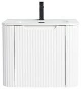 Caskvalley Bath Vanity, Straight Fluted Design Sink Included, White, 24"