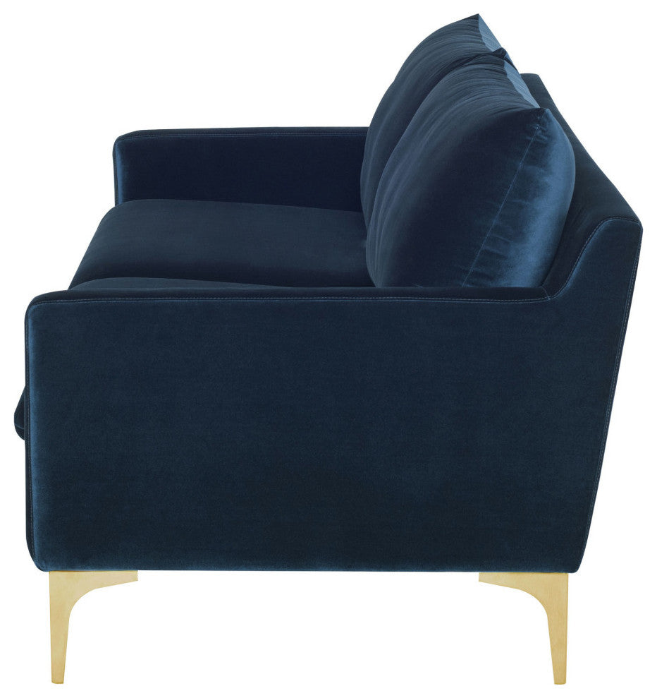 Anders Midnight Blue Fabric Triple Seat Sofa, HGSC493