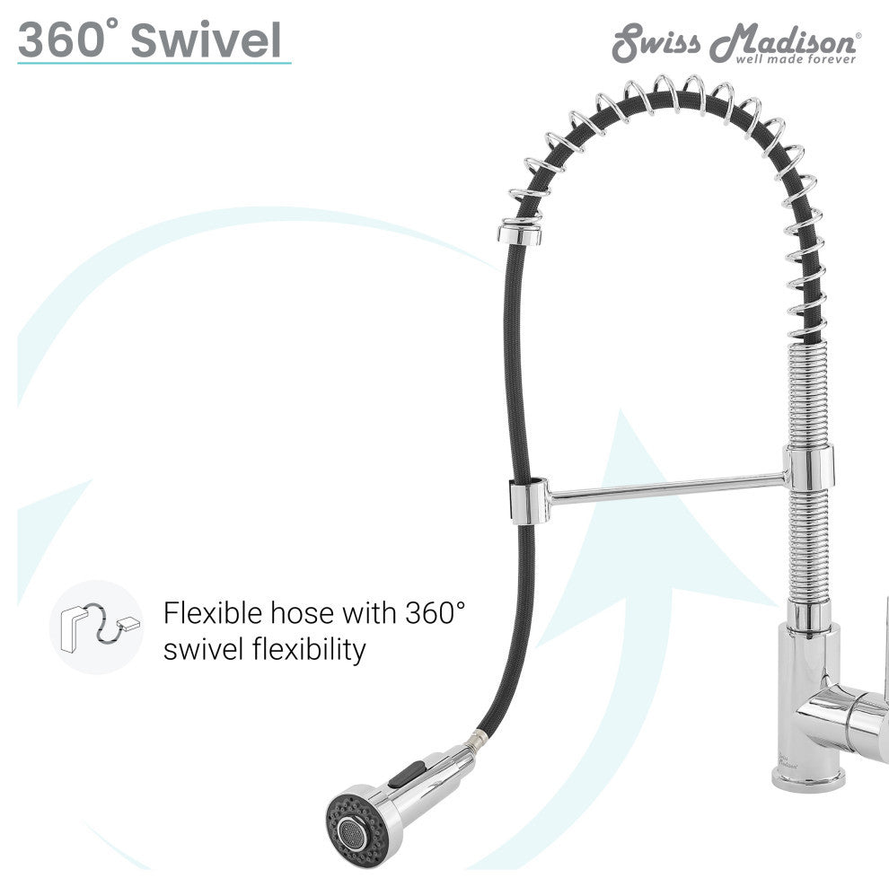 Nouvet Single Handle, Pull-Down Kitchen Faucet 18"H, Chrome