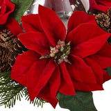 Poinsettia Pine & Pine Cone Candelabrum