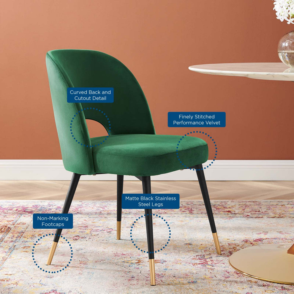 Rouse Performance Velvet Dining Side Chair Emerald