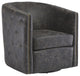 Benzara BM231371 31" Barrel Back Leatherette Swivel Accent Chair, Black