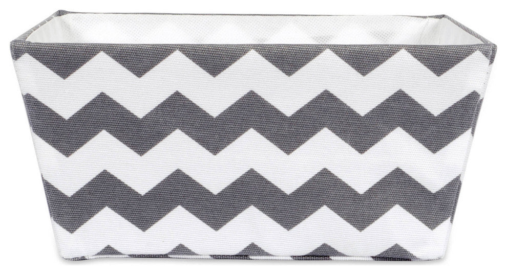 Polyester Bin Chevron Gray Trapezoid 11"x11"x5", Set Of 2