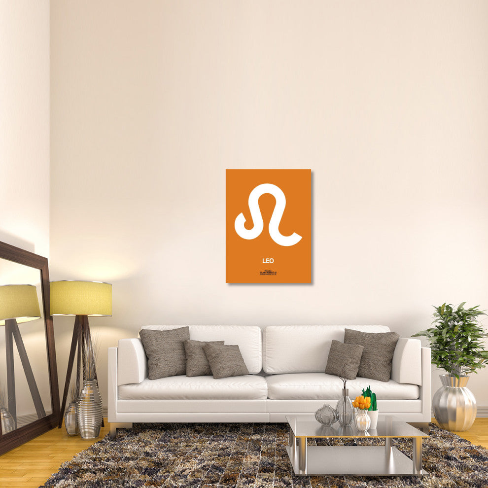"Leo Zodiac Sign White on Orange" Fine Art Print