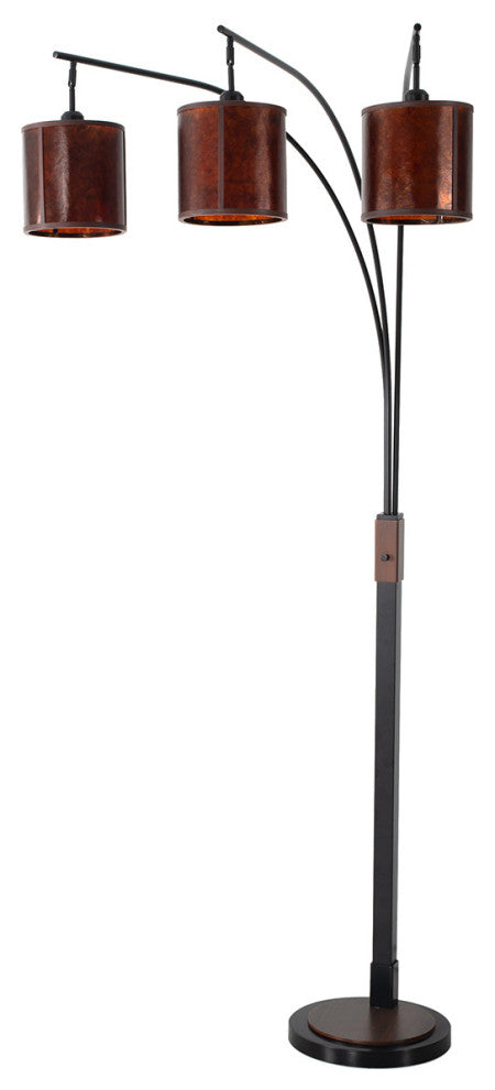 Layers Natural Mica 3 Light Arc Floor Lamp - 86", Charcoal Gray, Dimmer Switch