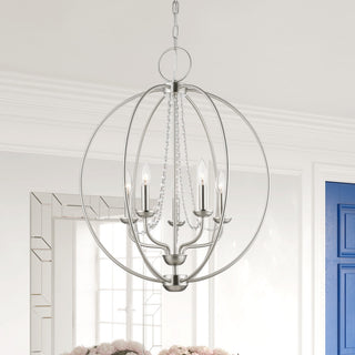 Arabella 5 Light Brushed Nickel Globe Chandelier