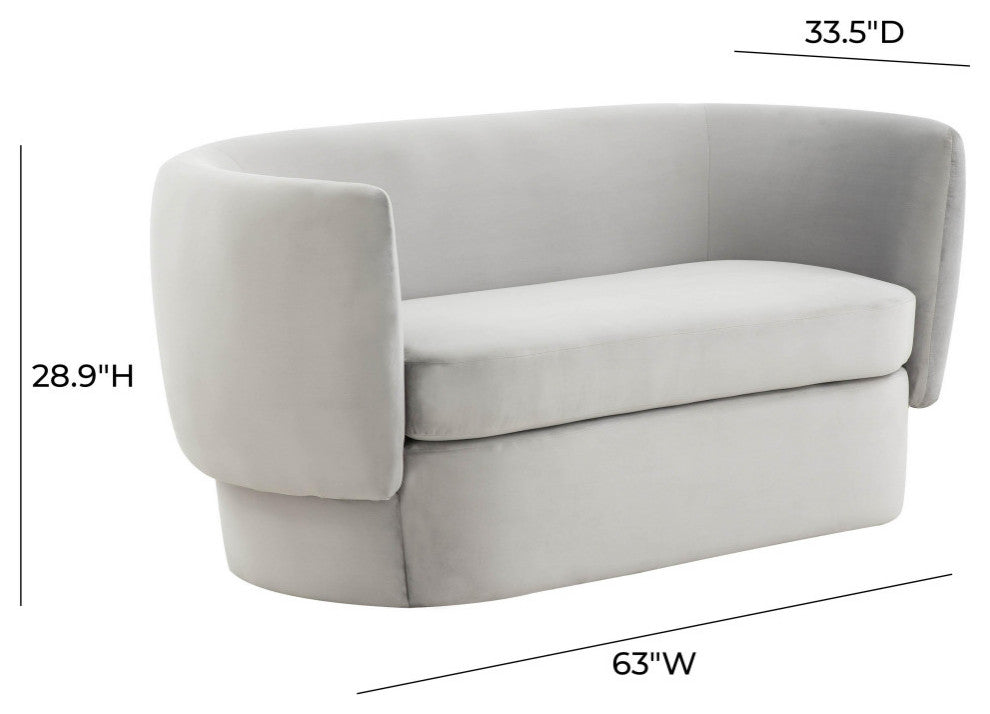 TOV Furniture Isabella Light Grey Velvet Loveseat