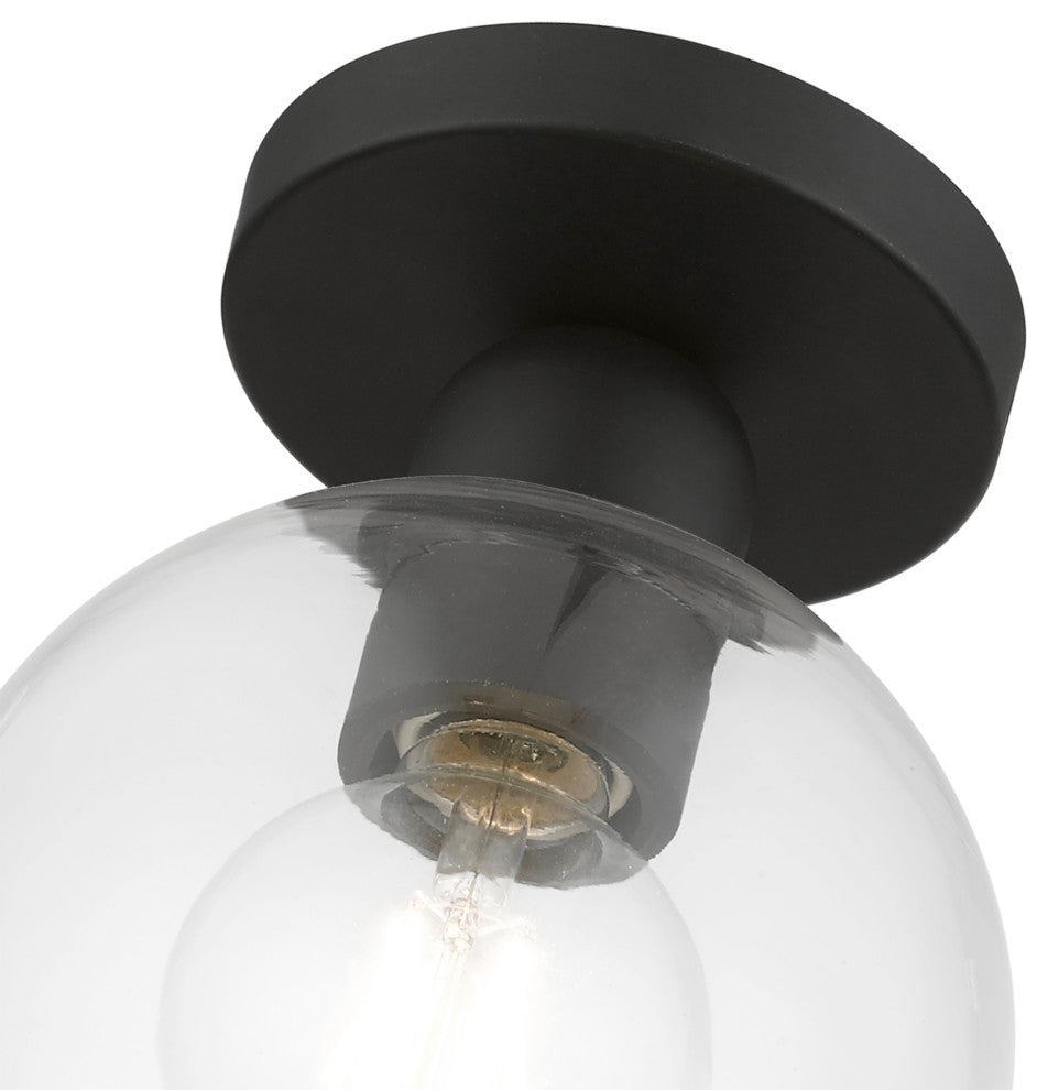 Downtown 1 Light Black Sphere Semi-Flush