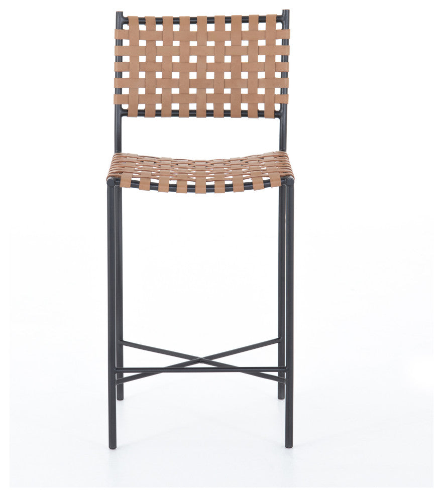 Garza Stool, Natural Leather, Counter