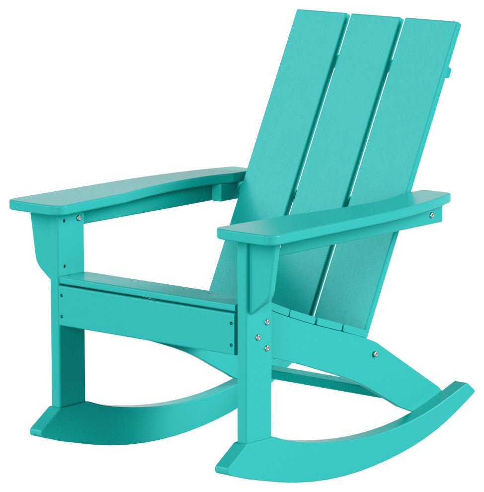 WestinTrends Set of 2 Modern Adirondack Outdoor Rocking Chairs, Turquoise