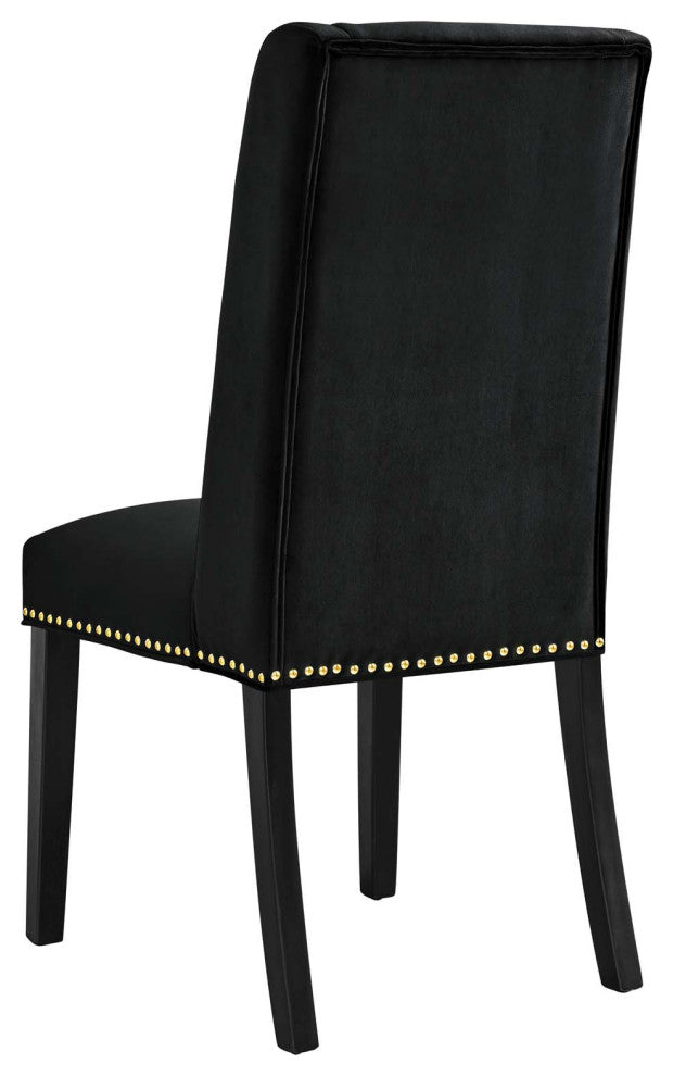Dining Chair, Nailhead, Set of 2, Black, Velvet, Modern, Bistro Hospitality