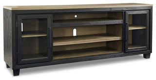 83" TV Entertainment Media Console, 2 Door, Wood, Glass, Black, Brown