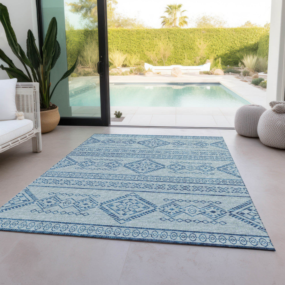Indoor/Outdoor Sedona SN14 Sky Machine Washable 5' x 7'6" Rug