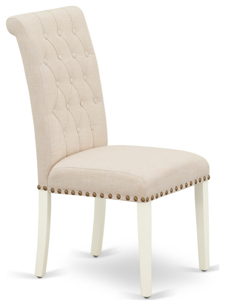5Pc Rectangle Dinette Set, Chairs, Butterfly Leaf Dining Table, Linen White