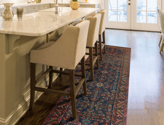 Fine Vintage Distressed Galip Red/Navy Runner, 3'5x13'7